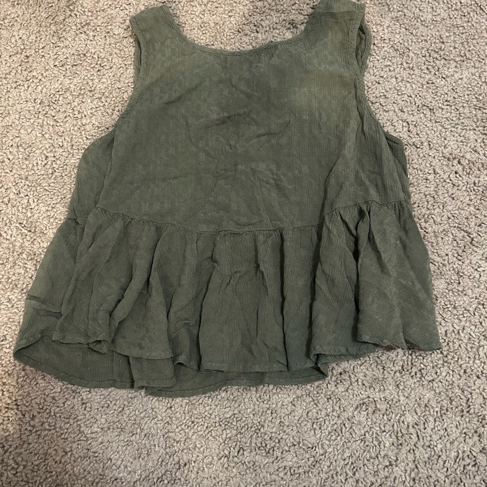 American Eagle Outfitters Olive Ruffle Blouse